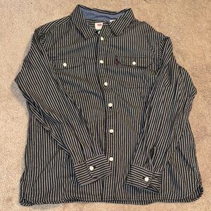 Levi's Black and White Striped Casual Shirt